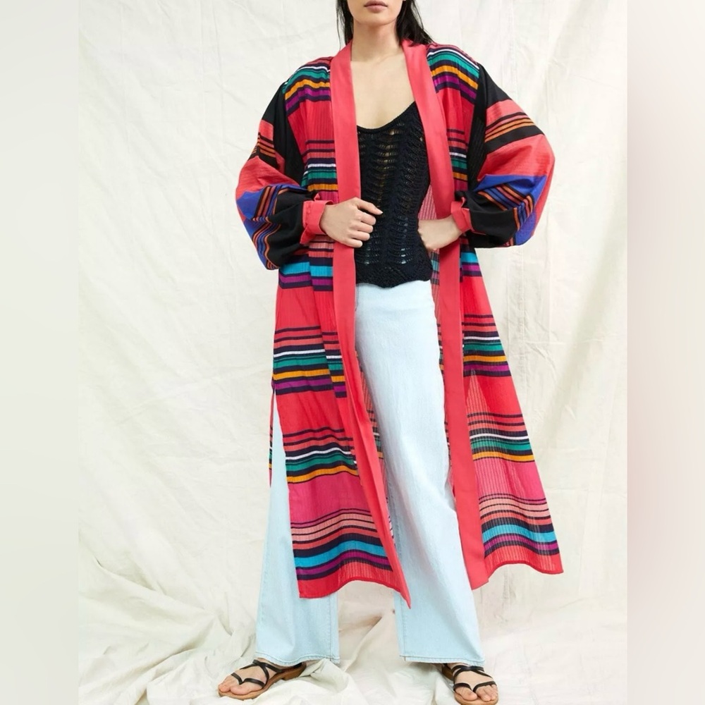 Anthropologie Conditions Apply Striped Colorful Duster Kimono Cover-Up One Size
